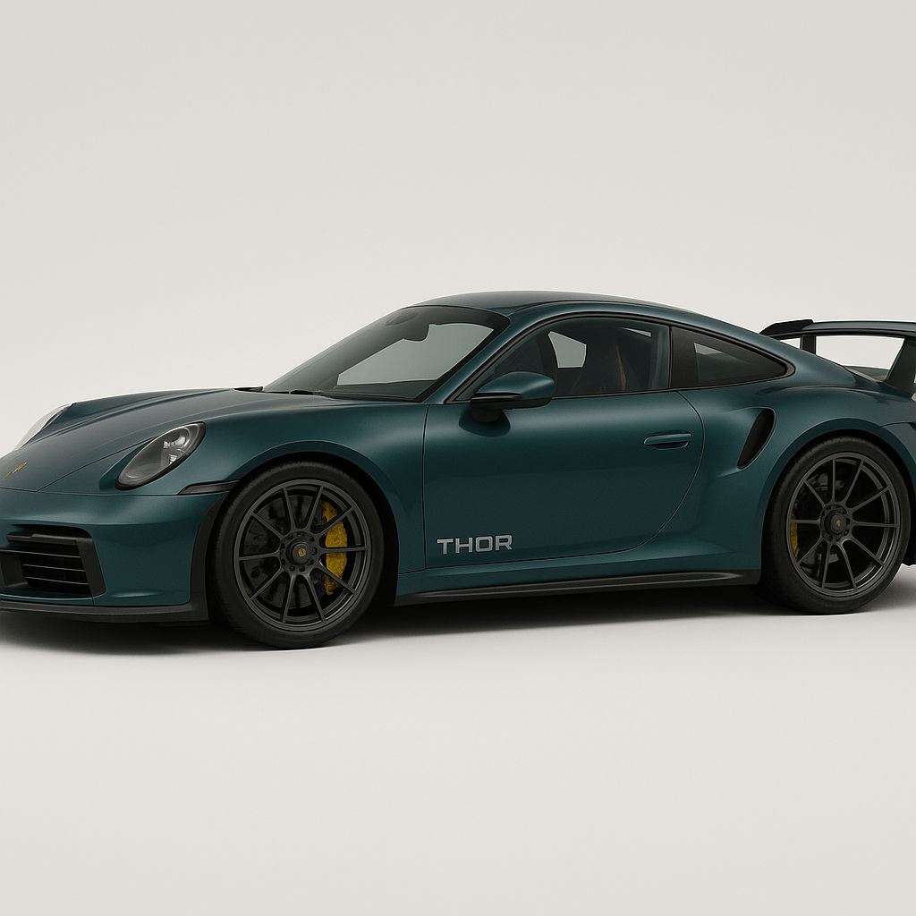 Porsche 992 Turbo S widebody THOR side profile carbon