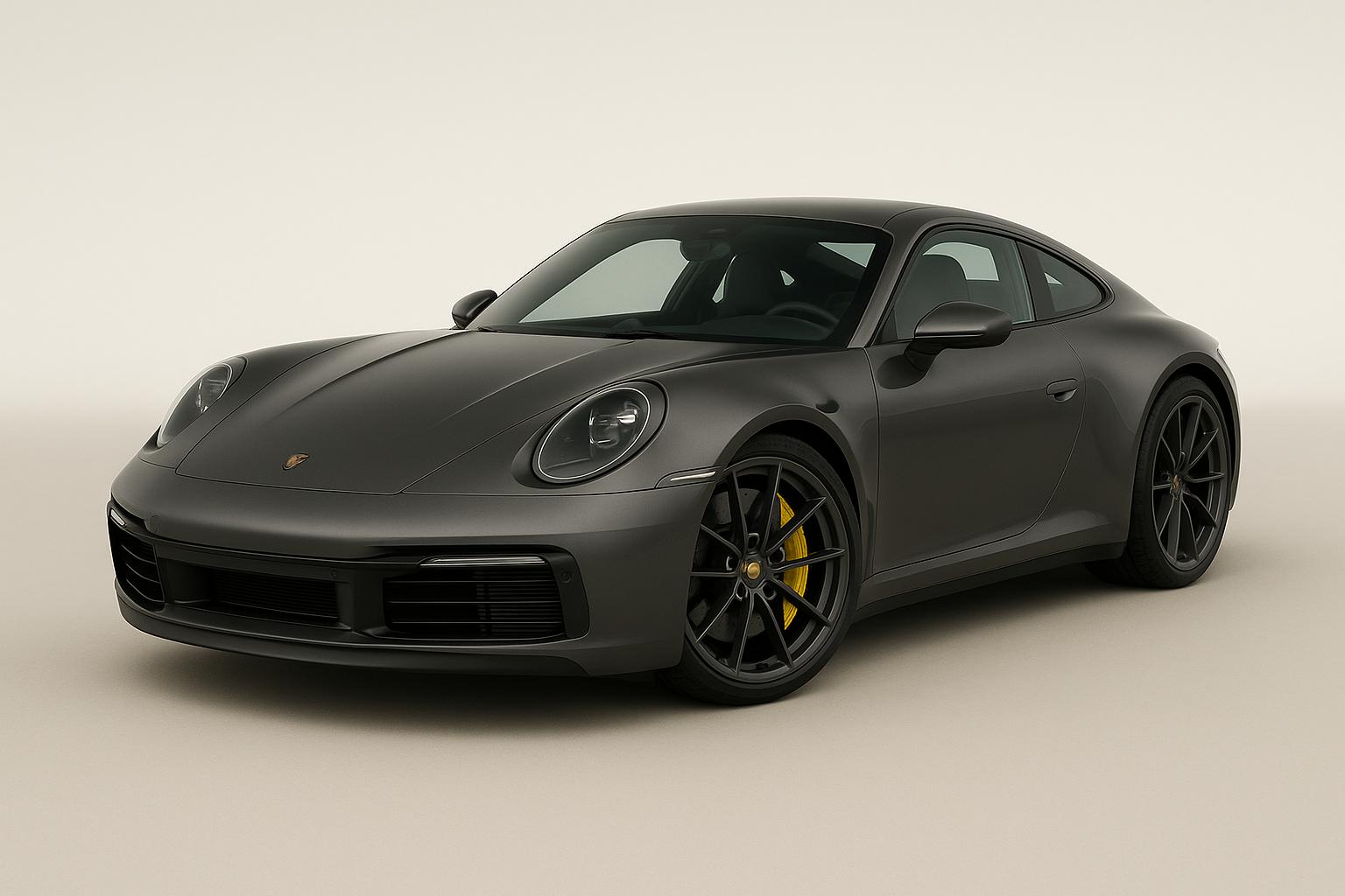 Micarja Veloce 3/4 front studio render in gunmetal with yellow brake calipers