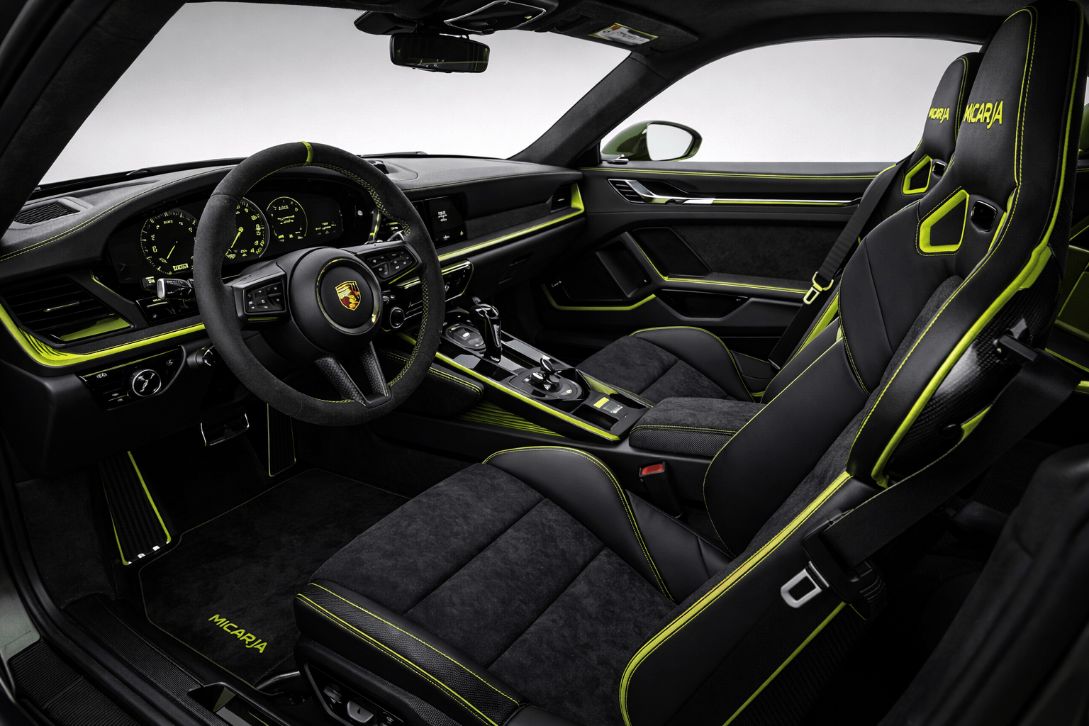 micarja style bespoke porsche interior design europe yellow detailing stitching