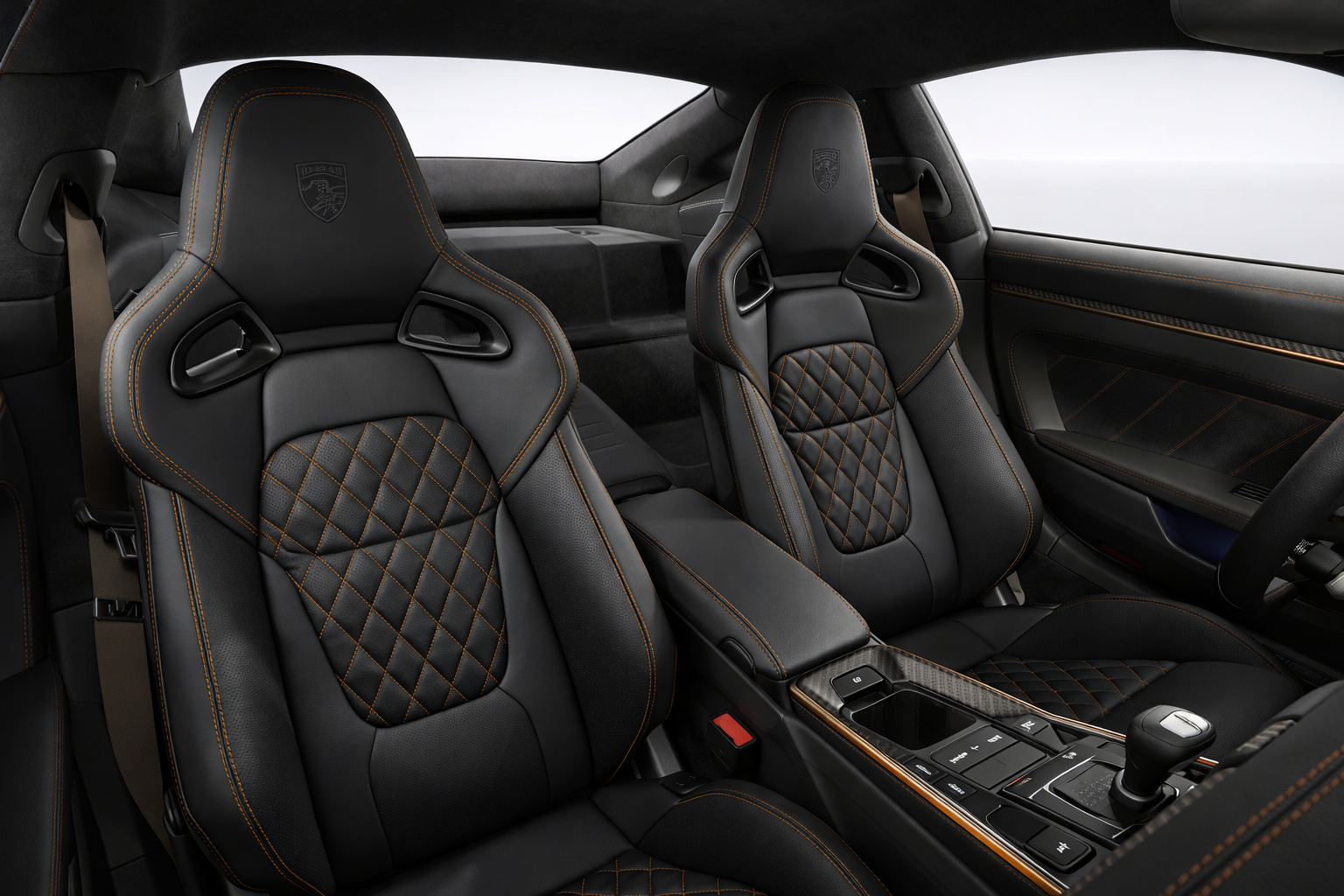 porsche interior vs exterior bespoke interior seats orange stitching