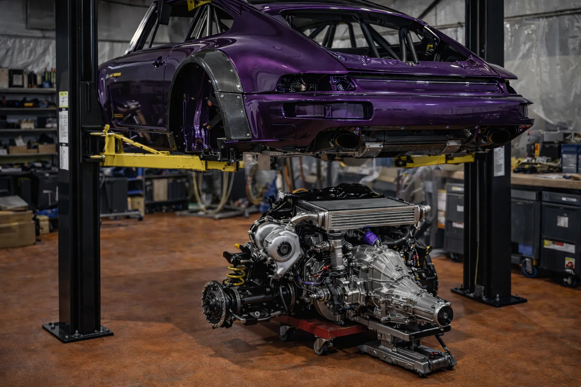 Porsche 964 Turbo reimagined body and engine assembly