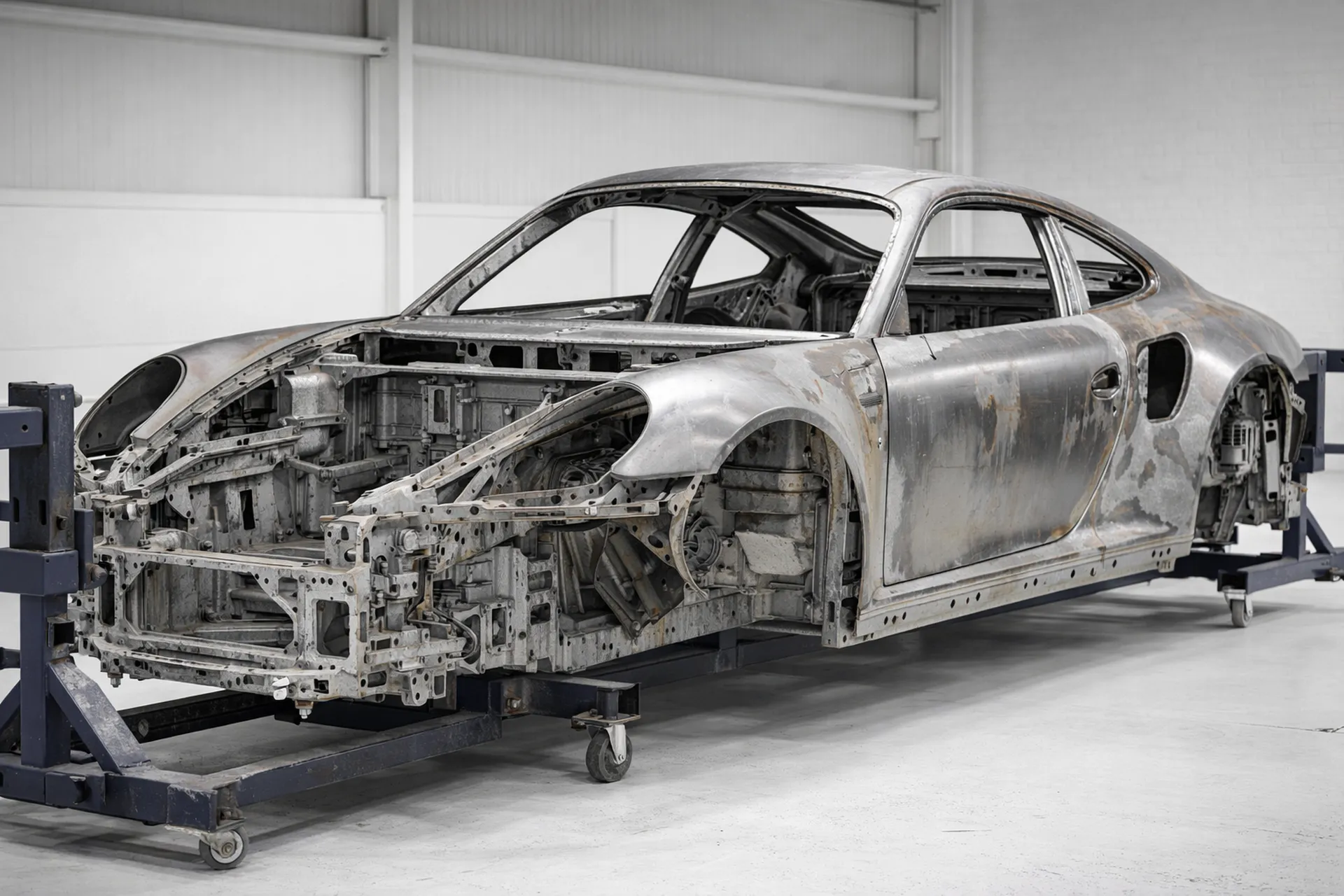 Bespoke Porsche 991.2 Turbo S bare shell during coachbuilt build process