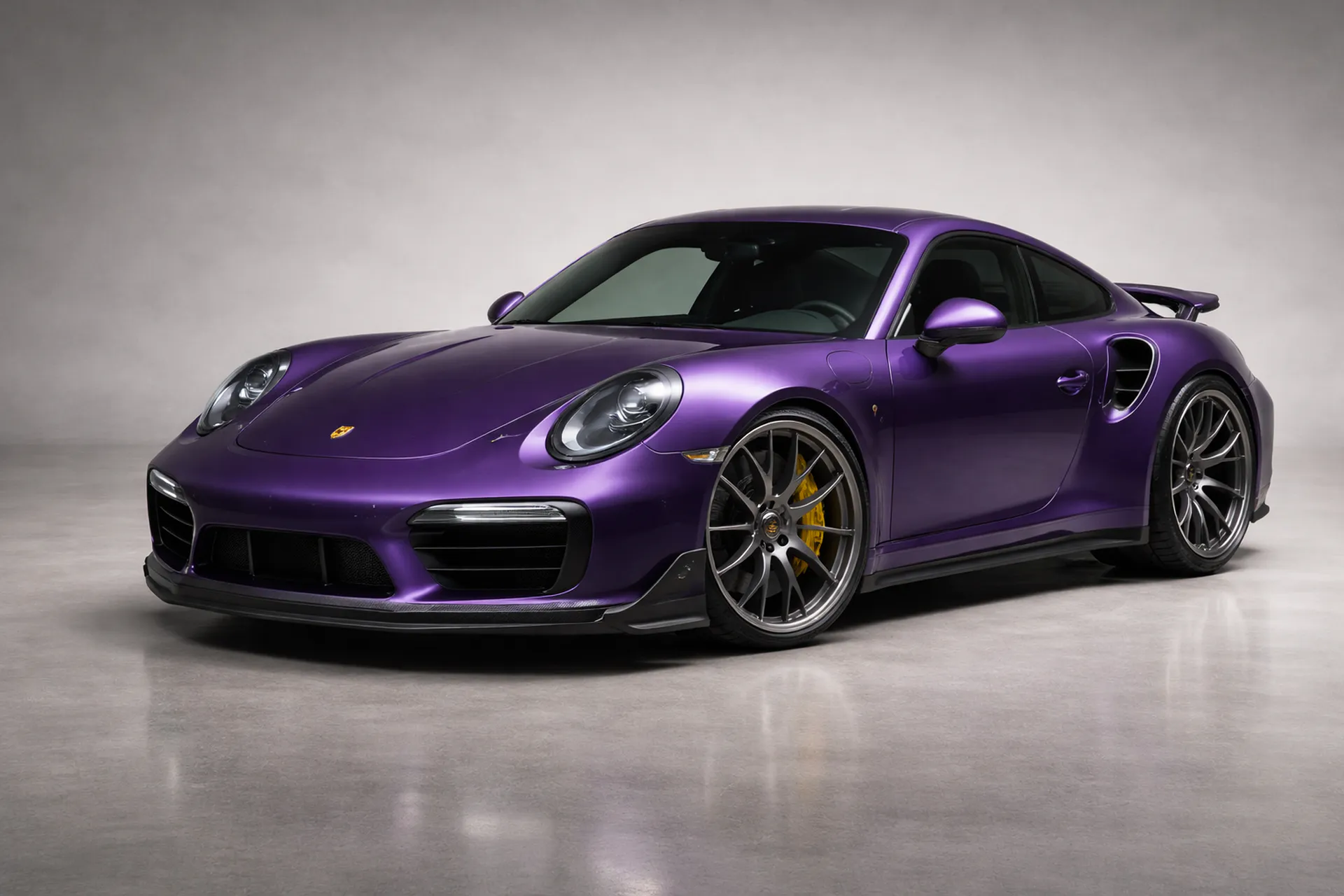 Painted Porsche 991.2 Turbo S shell in coachbuilt assembly stage