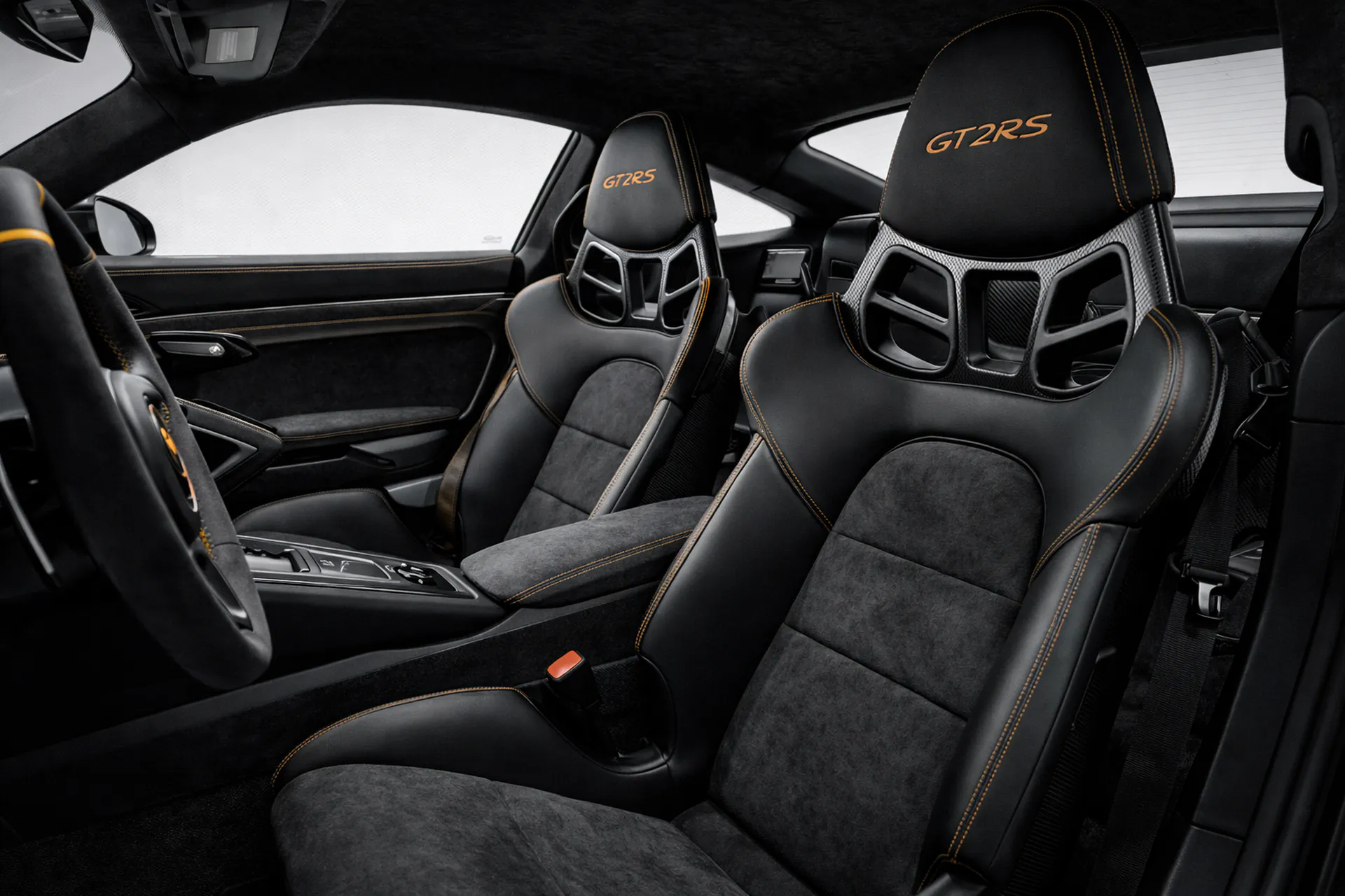 Porsche GT2 RS coachbuild interior with bespoke bucket seats and contrast stitching