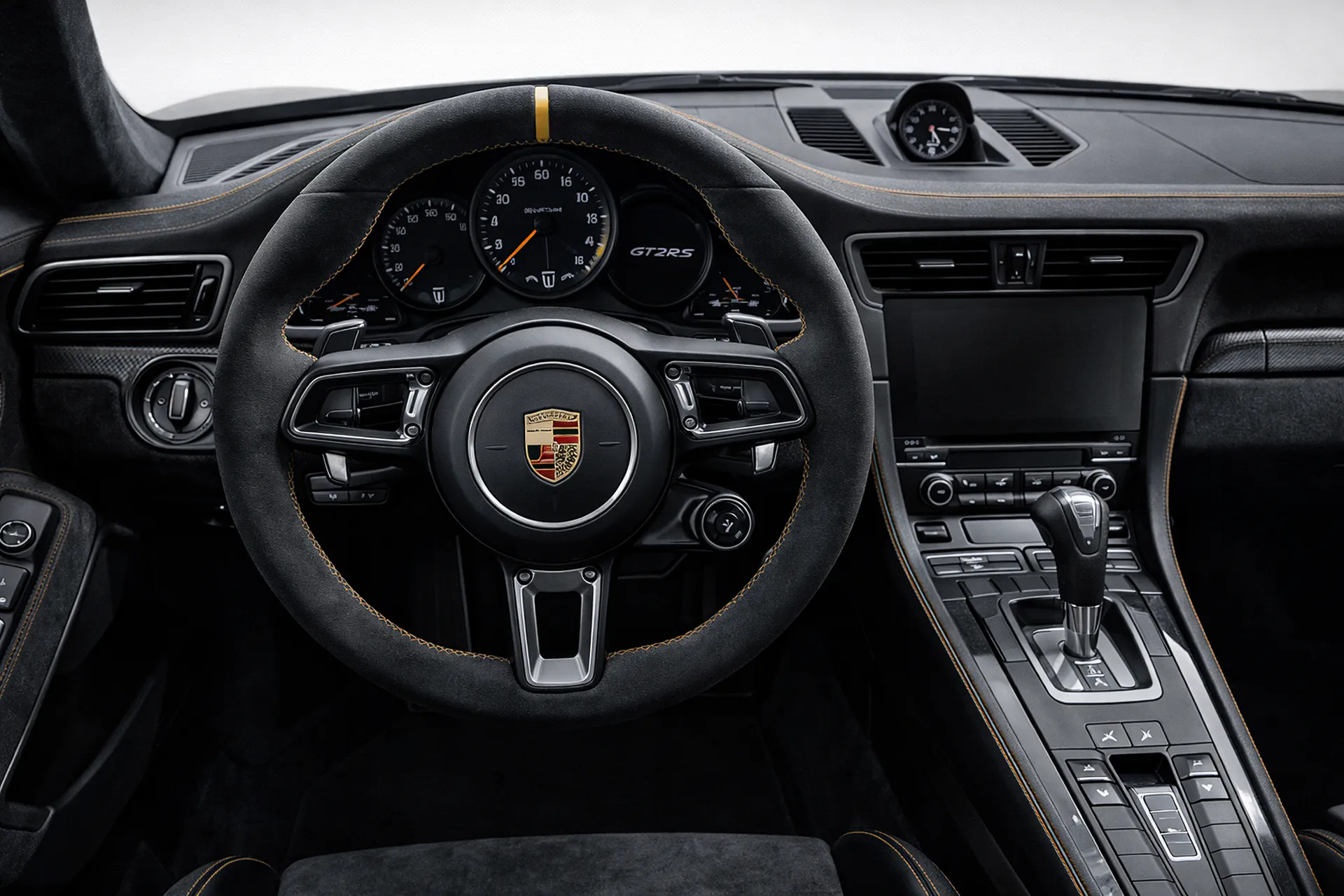 Porsche GT2 RS coachbuild dashboard and steering wheel interior detail