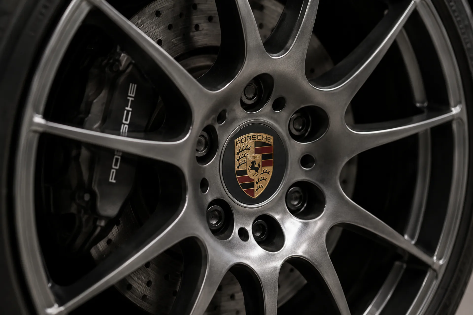 Porsche 964 C2 4.0 NA wheel macro detail with OEM+ stance and brake package