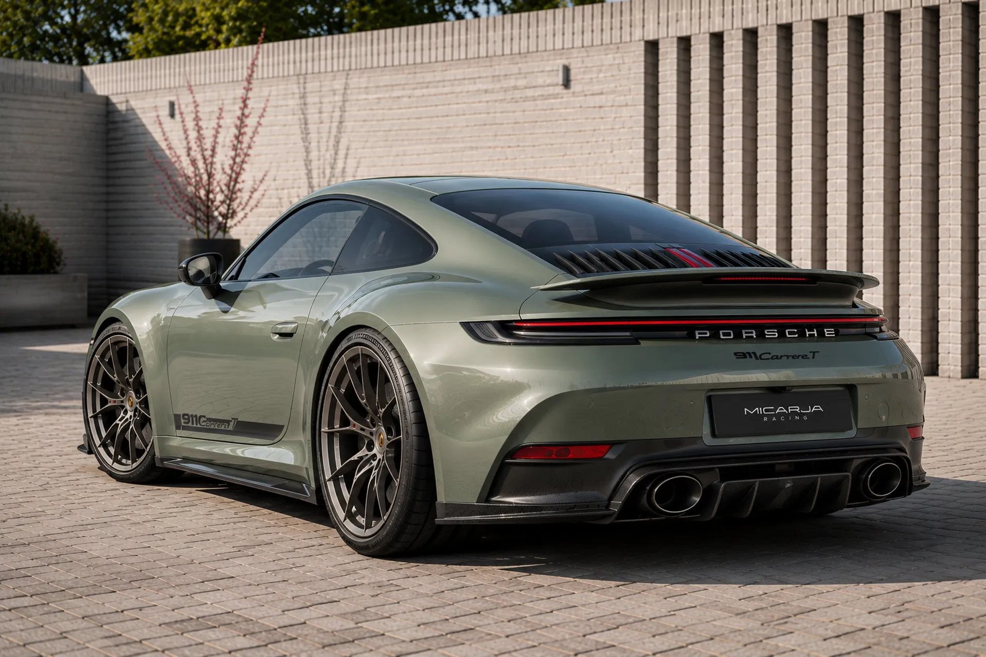 Rear three quarter view of the Porsche 911 Carrera T Lightweight