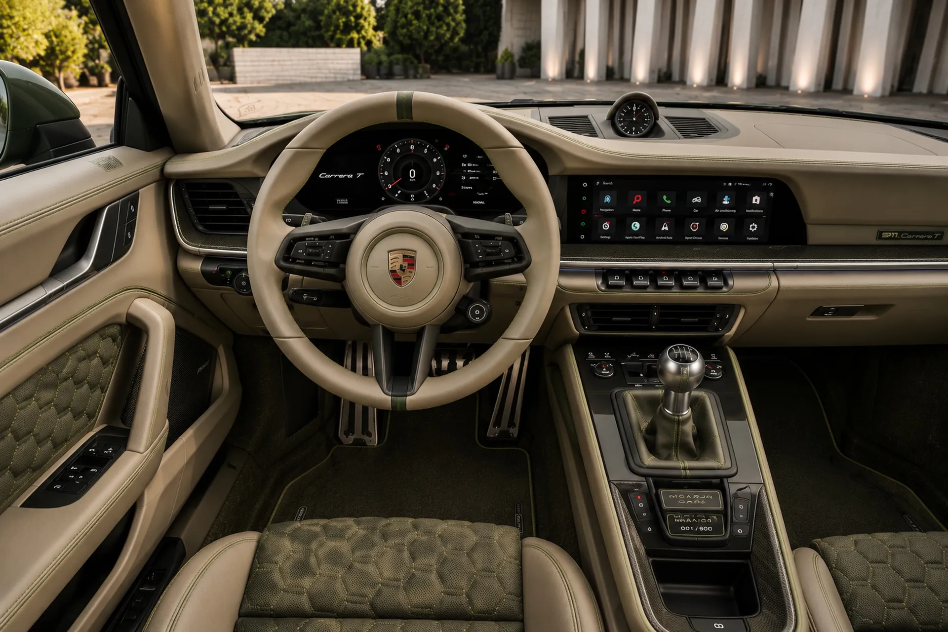 Bespoke steering wheel detail inside the Porsche 911 Carrera T Lightweight