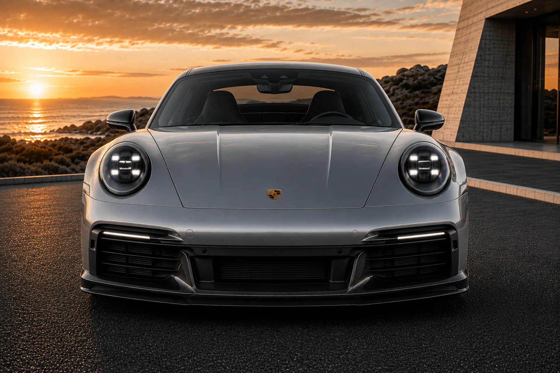 Front view of a Porsche 992.2 Turbo S with bespoke Micarja Racing design