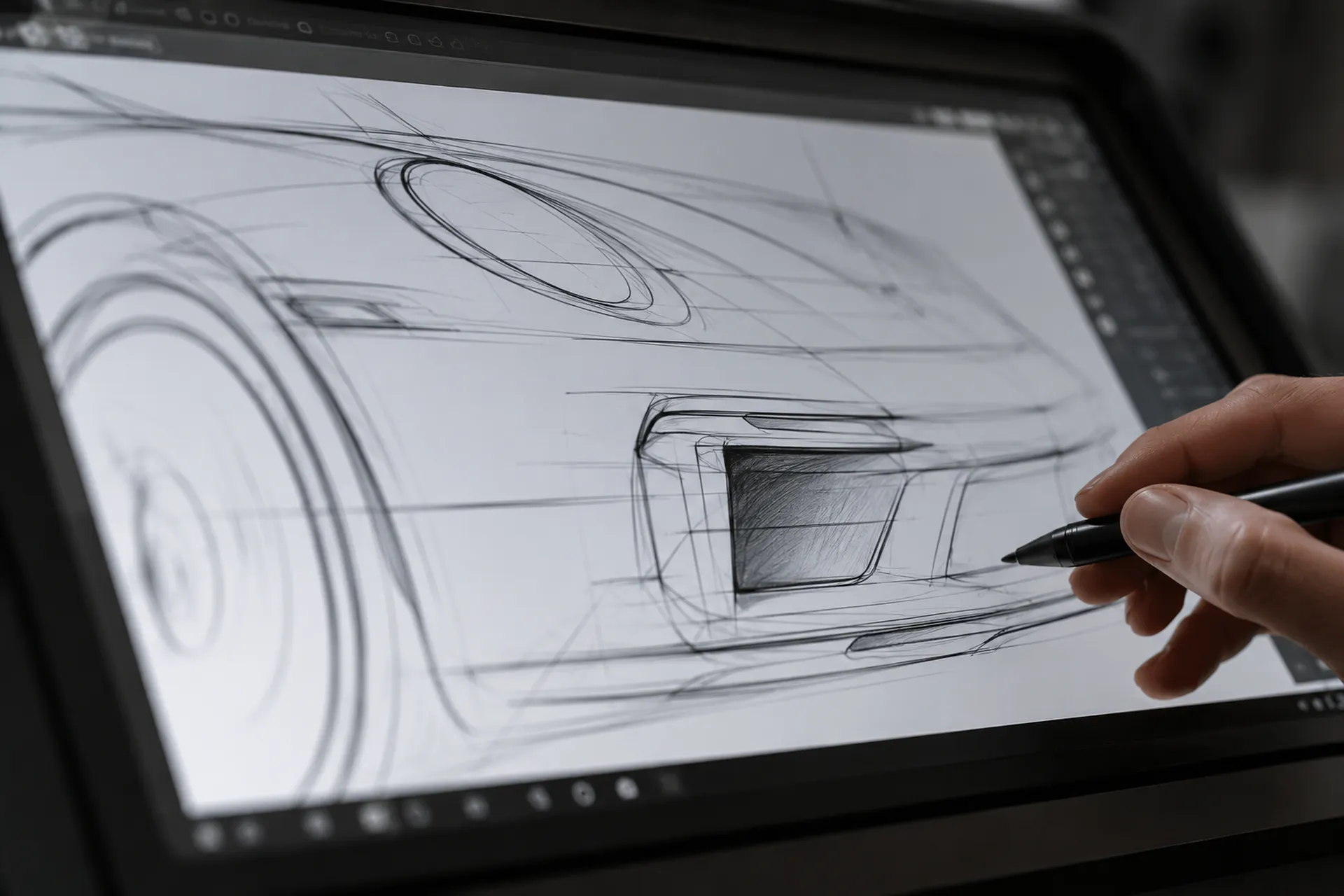 Porsche design sketch used during the Micarja Racing process